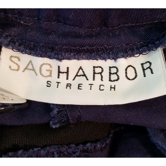 Sag Harbor Womens Size 10 Cropped Capri Pants Solid Navy Blue Stretch Nautical - Picture 8 of 11